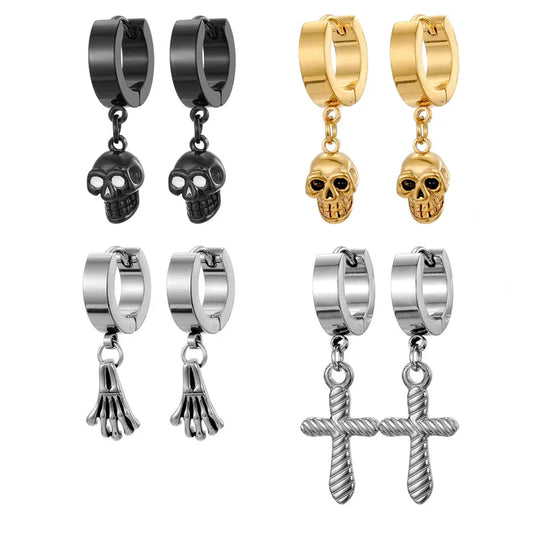 1 Piece Halloween Vintage Style Skull Plating Stainless Steel Dangling Earrings