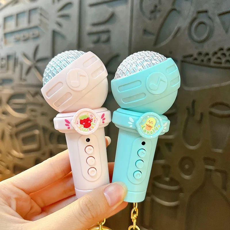 Creative Multi-Functional Recording Microphone Keychain Cute Bag Accessory Fun Student Toy Pendant Gift ABS Material Lovely Style