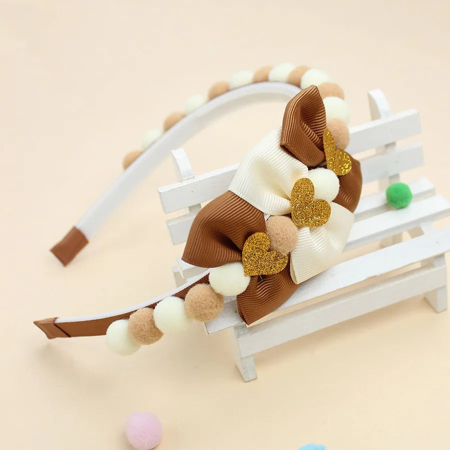 New Valentine's Day Hair Ball Double-layer Bubble Flower Bow Hair Band Sweet Cute Girl Headwear