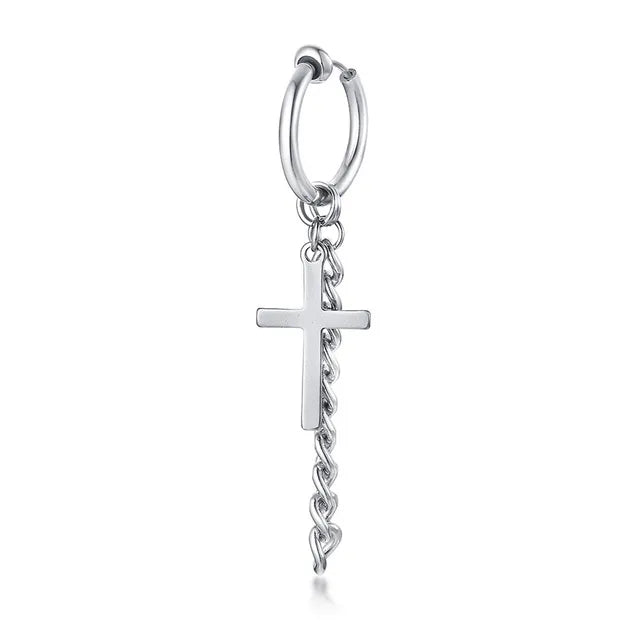 1 Piece Punk Cool Style Cross chain 201 Stainless Steel Ear Cuffs