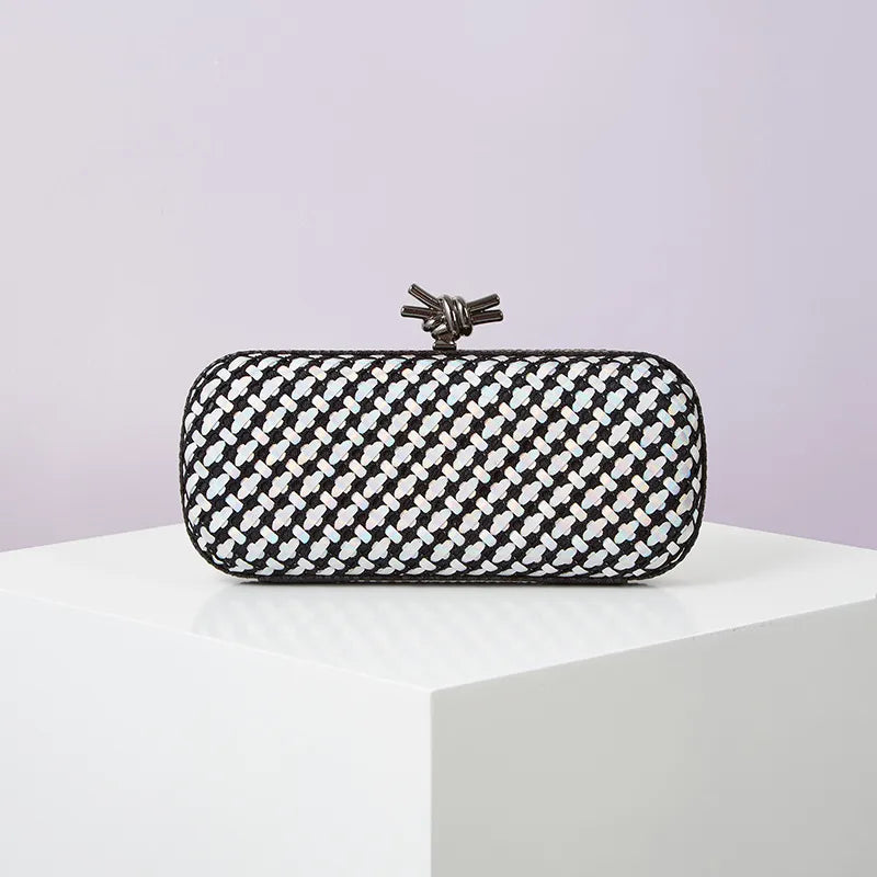 colour Black Blue Pu Leather Polyester Geometric Evening Bags