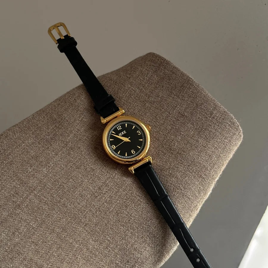 Casual Luxurious Simple Style Round Solid Color Single Folding Buckle Buckle Quartz Watch