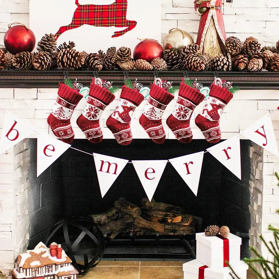 Christmas Basic Retro Classic Style Christmas Tree Elk Polyester Indoor Party Festival Christmas socks