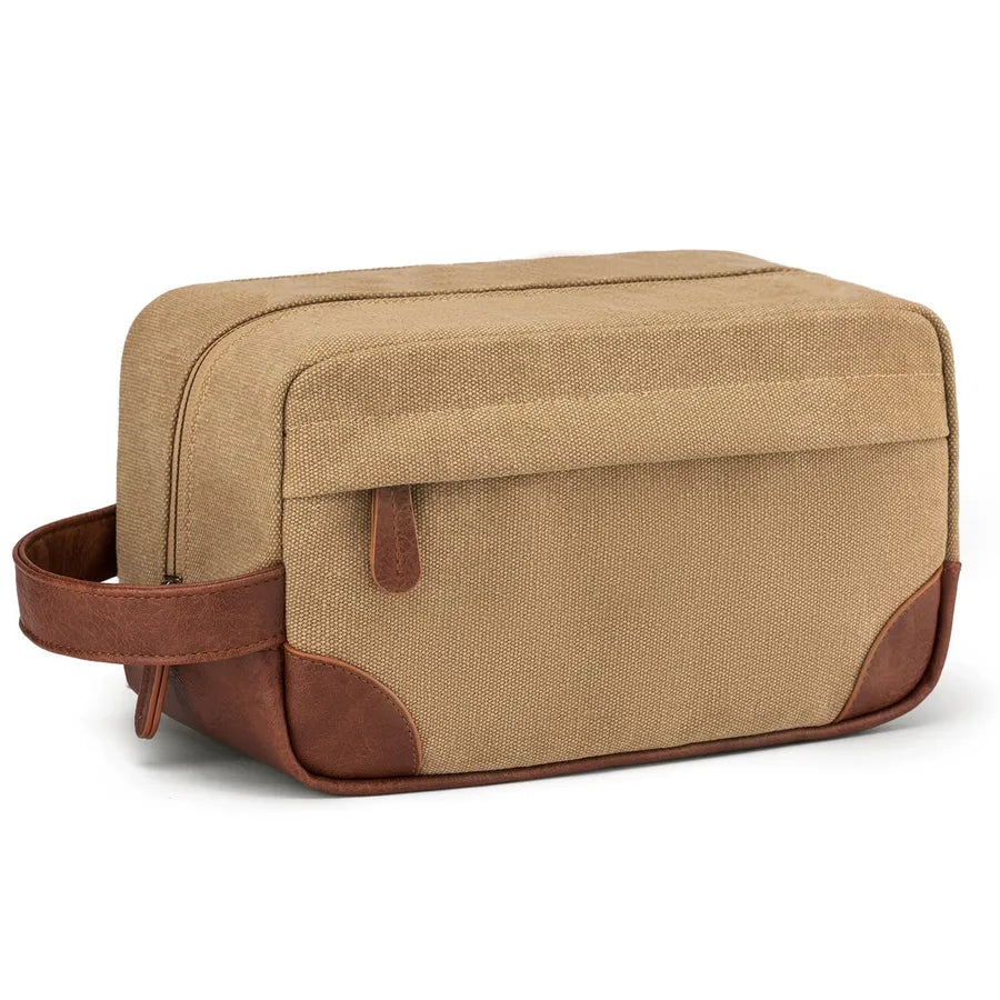men's solid color canvas zipper cosmetic bag