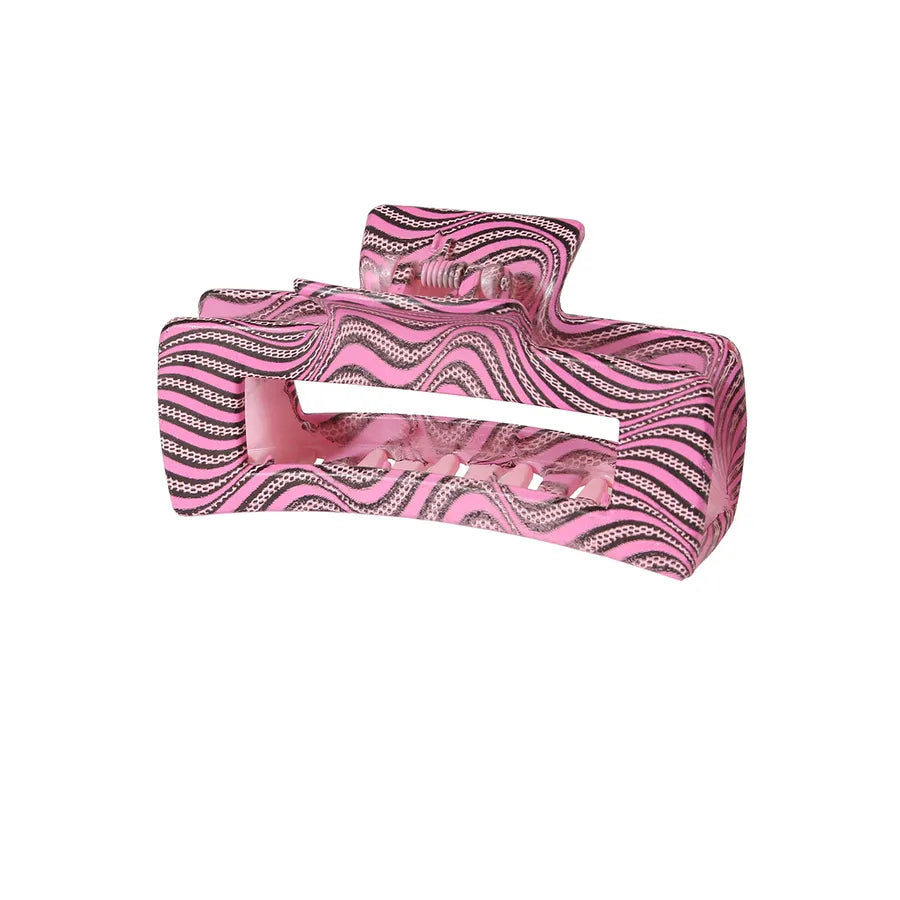 retro artistic stripe leopard plastic resin printing hair claws