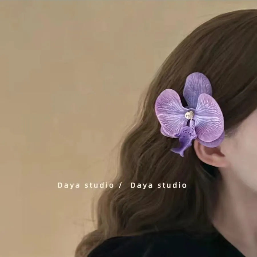 Super Fairy Artificial Flower Butterfly Flower Tassel Grip Female Sweet Style Unique and Exquisite Barrettes Ins All-Match Hair Accessories Fashion
