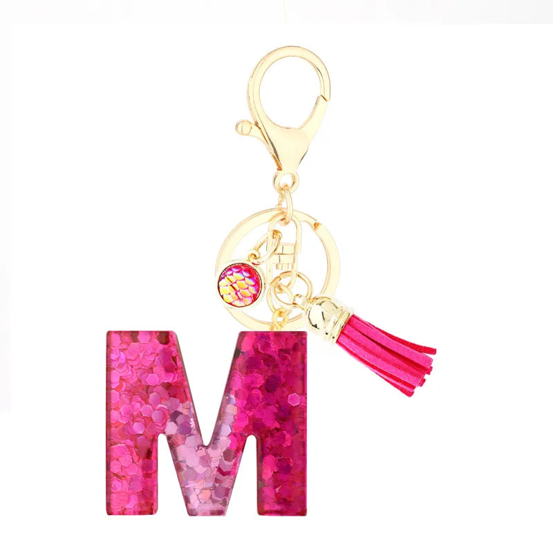 1 piece fashion letter resin patchwork unisex keychain