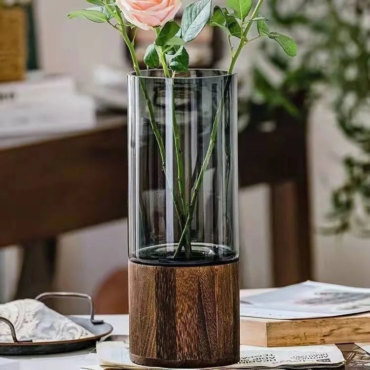 Simple Style Stripe Glass Vase Artificial Decorations