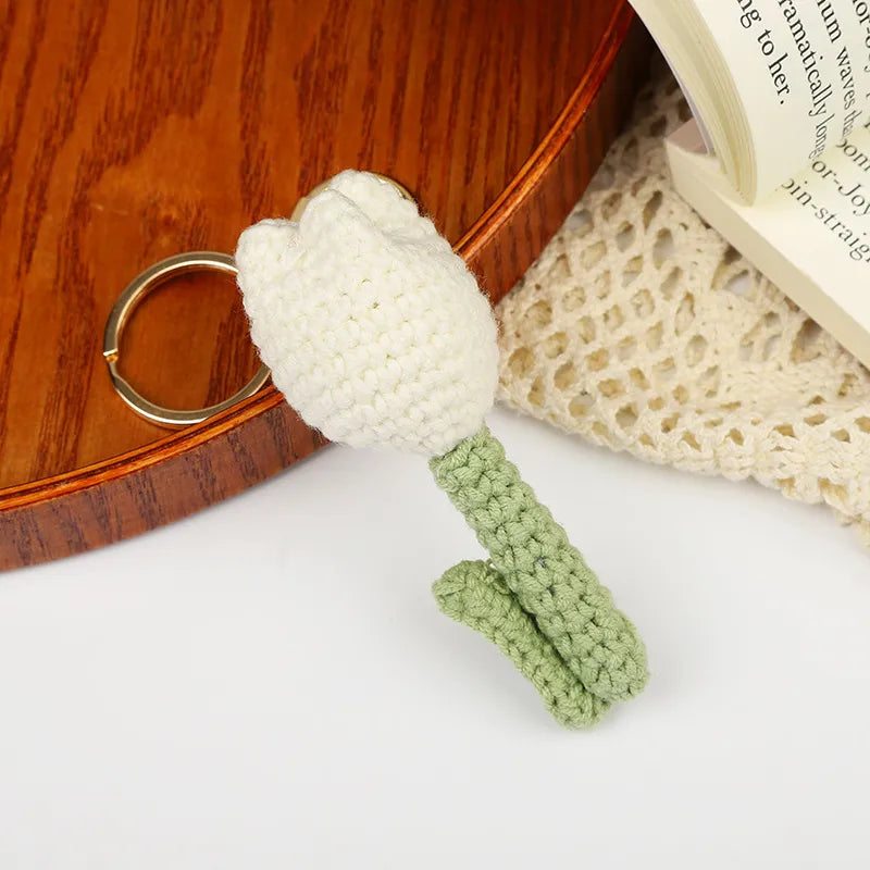 Cute Flower yarn Knitting Women's Keychain