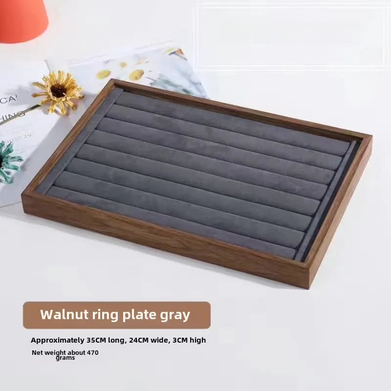 Walnut wood grain jewelry storage box ring tray stud earrings necklace watch tray jewelry bracelet display