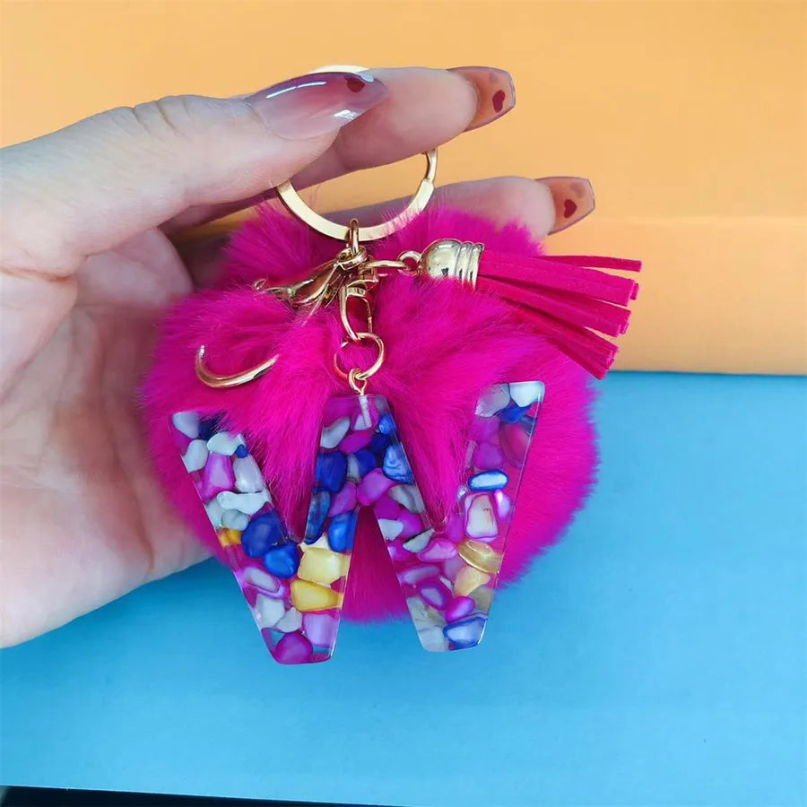 Simple Style Commute Letter Hairball Resin Unisex Bag Pendant Keychain