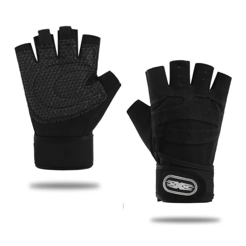 New Protective Anti-slip Wrist Barbell Riding Sports Fitness Half-finger Gloves Men's and Women's Equipment   Gloves