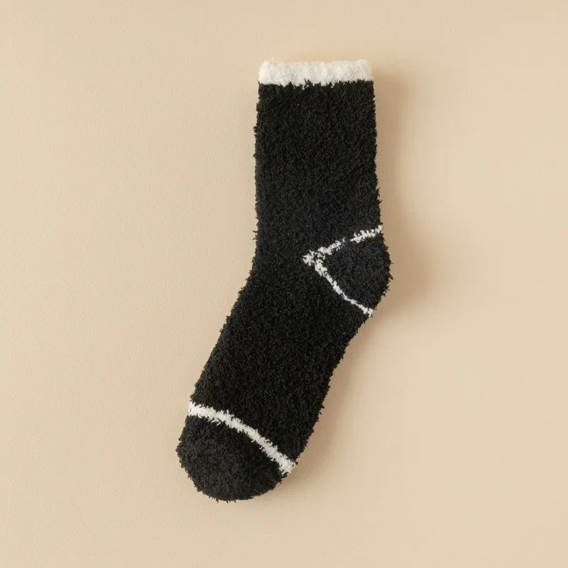 wool-free coral velvet socks men's mid-tube socks autumn and winter men's home warm floor plush socks