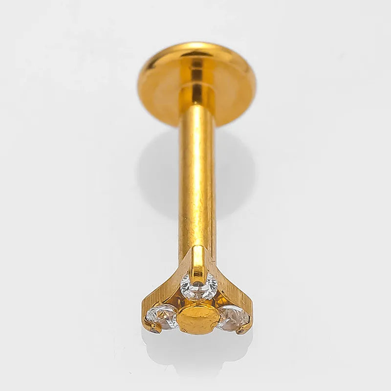 1 Piece Lip Rings Simple Style Classic Style Cross Flower 316L Stainless Steel  Polishing Zircon 18K Gold Plated Lip Rings Ear Cartilage Rings & Studs Nose Rings & Studs