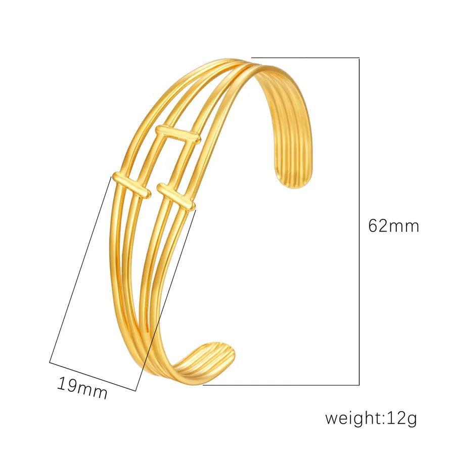 Retro Classic Style C Shape Geometric Flower 304 Stainless Steel Cuff Bracelets Wide Bracelet Bangle In Bulk