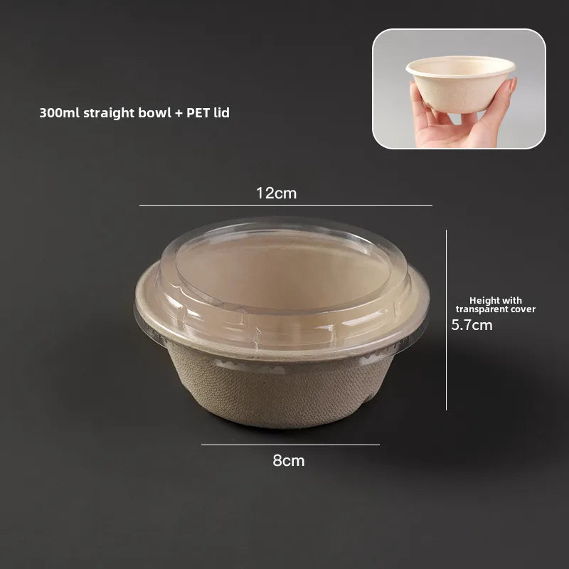 Disposable paper bowl tableware set paper bowl commercial household bowl degradable whole box disposable round bowl