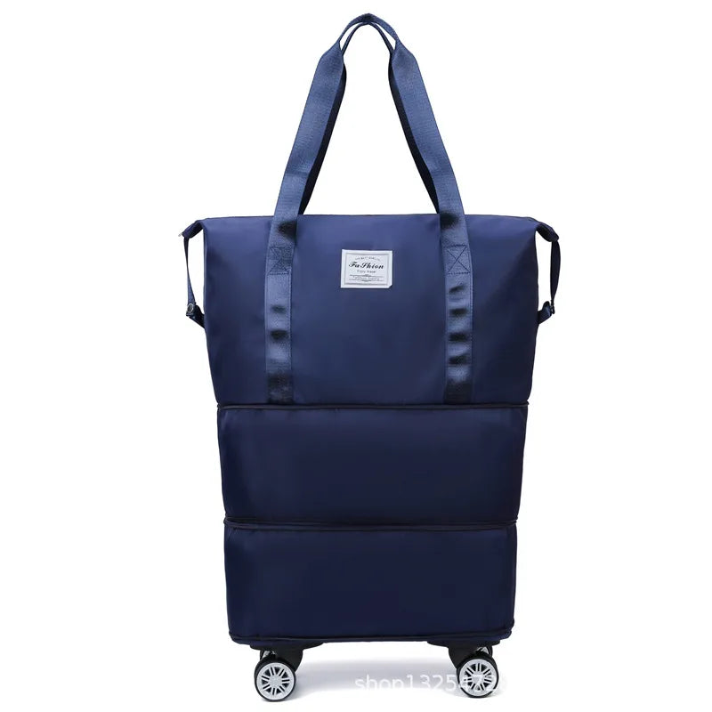 Travel bag large capacity universal wheel student business trip waiting storage bag waterproof wet and dry separation expandable luggage bag