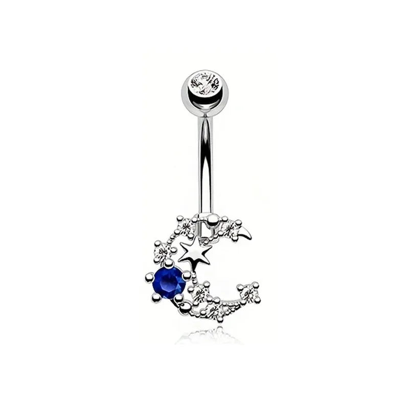 1 Piece 5 Pieces Belly Rings Simple Style Classic Style Solid Color 304 Stainless Steel Inlay Zircon Belly Rings