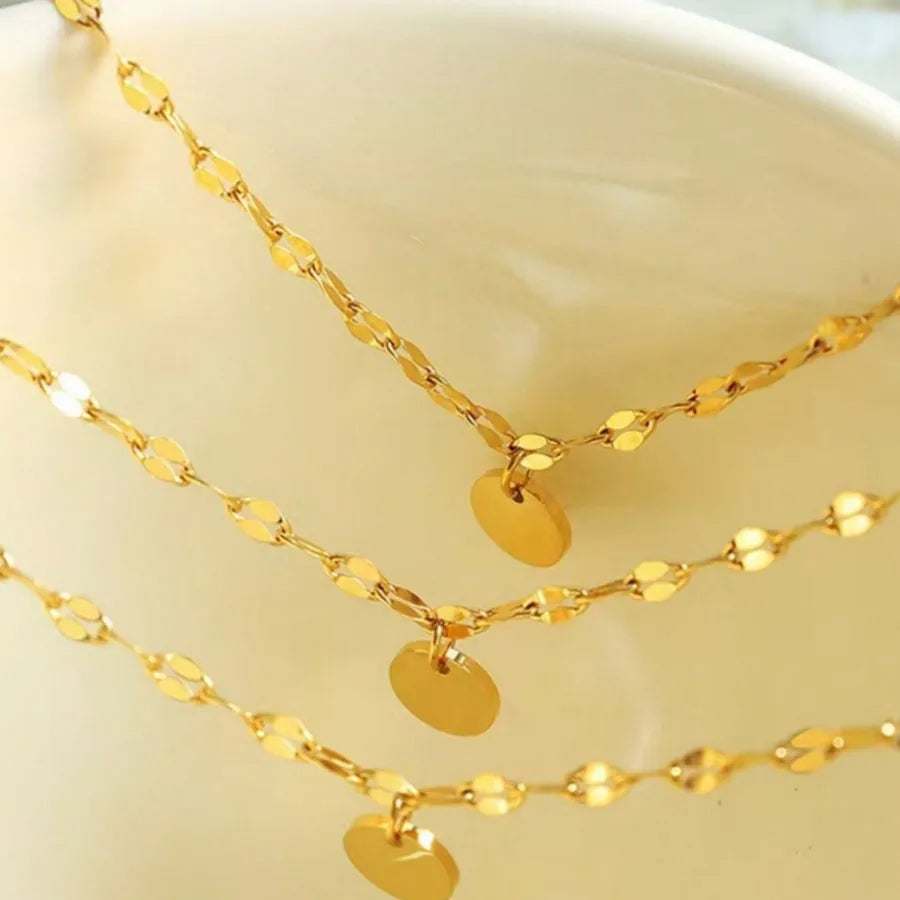 Simple Style Commute Heart Shape 304 Stainless Steel 18K Gold Plated Lip chain cable chain Bracelets In Bulk