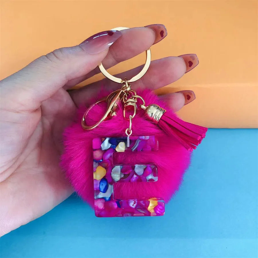 Simple Style Commute Letter Hairball Resin Unisex Bag Pendant Keychain