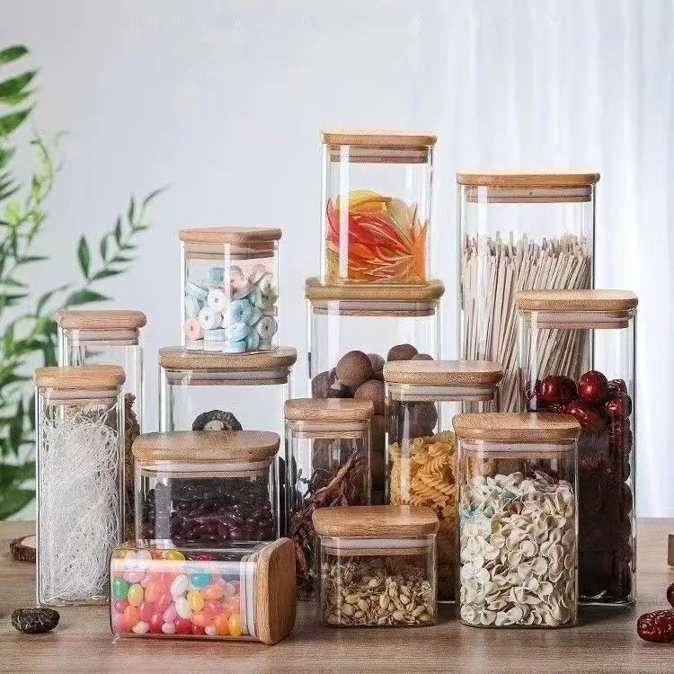 Simple Style Solid Color Glass Storage Container Box