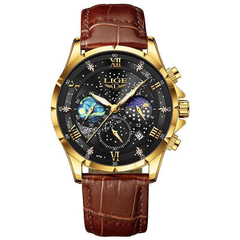LIGE  new waterproof luminous quartz watch Youth Men's Business Watch for students Men