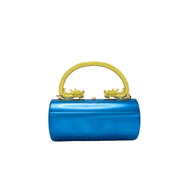 Gold Silver Green Arylic Solid Color Cylindrical Evening Bags