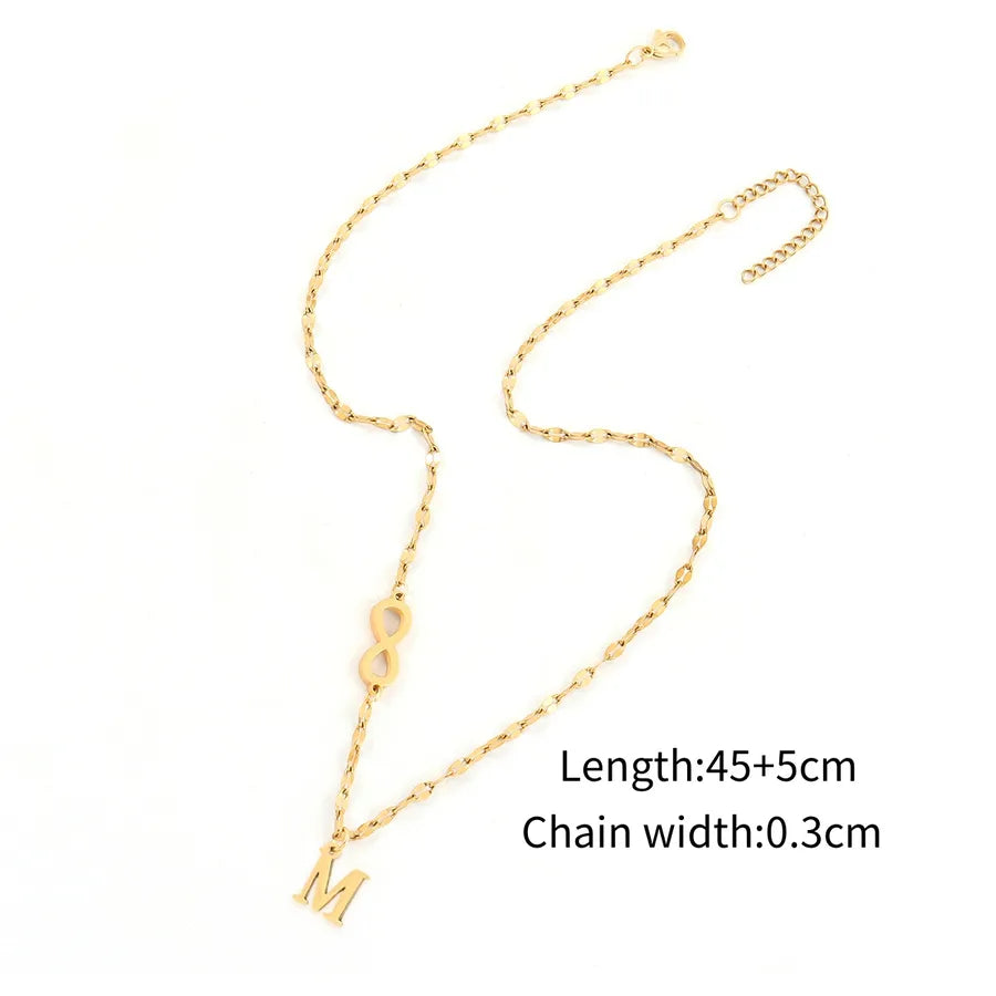 Wholesale Jewelry Elegant Simple Style Classic Style Letter Infinity 201 Stainless Steel 304 Stainless Steel Lip Chain Pendant Necklace