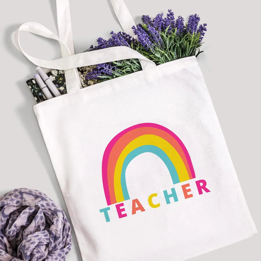 foreign trade Teach Love Rainbow printed canvas bag shoulder bag student fashion handbag spot