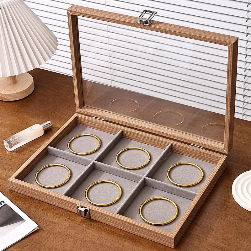 Large Capacity Rosewood Jewelry Storage Box Ring Earring Necklace Bracelet Solid Wood Display Case Anti-Oxidation Accessories