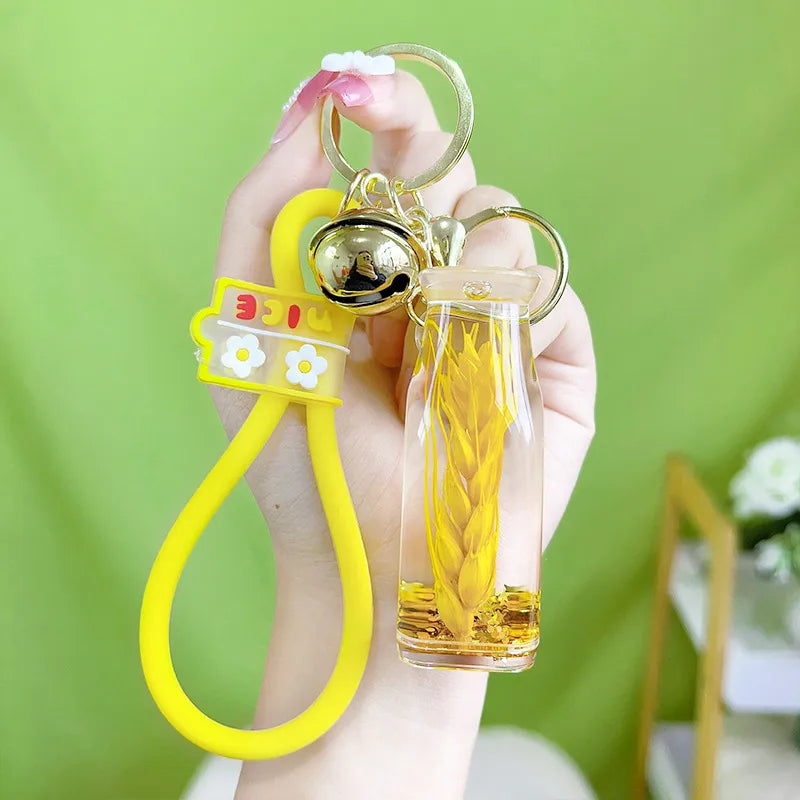 Acrylic Keychain Cute Sandflow Bottle Bag Pendant Toy Christmas Valentine Wedding Graduation Birthday Gift Keyring Decoration