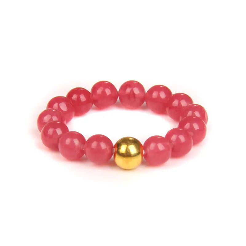 retro solid color natural stone beaded rings 1 piece