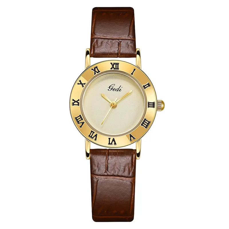 Retro Solid Color Buckle Quartz Watch Women's Watches