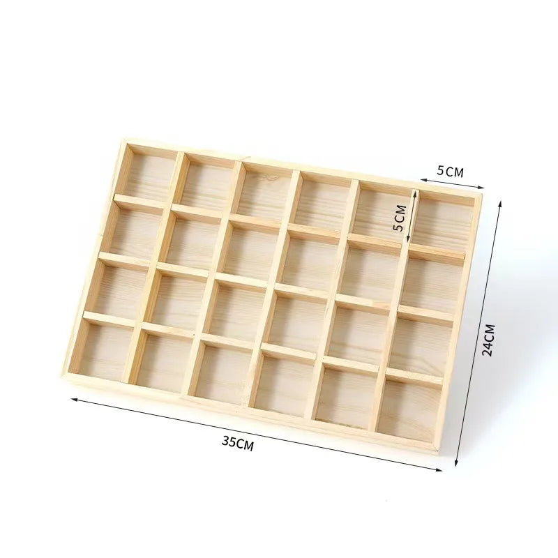 New Solid Wood Jewelry Storage Plate Bracelet Display Props Grid Empty Plate Storage Simple Style Wooden Material Jewelry Box