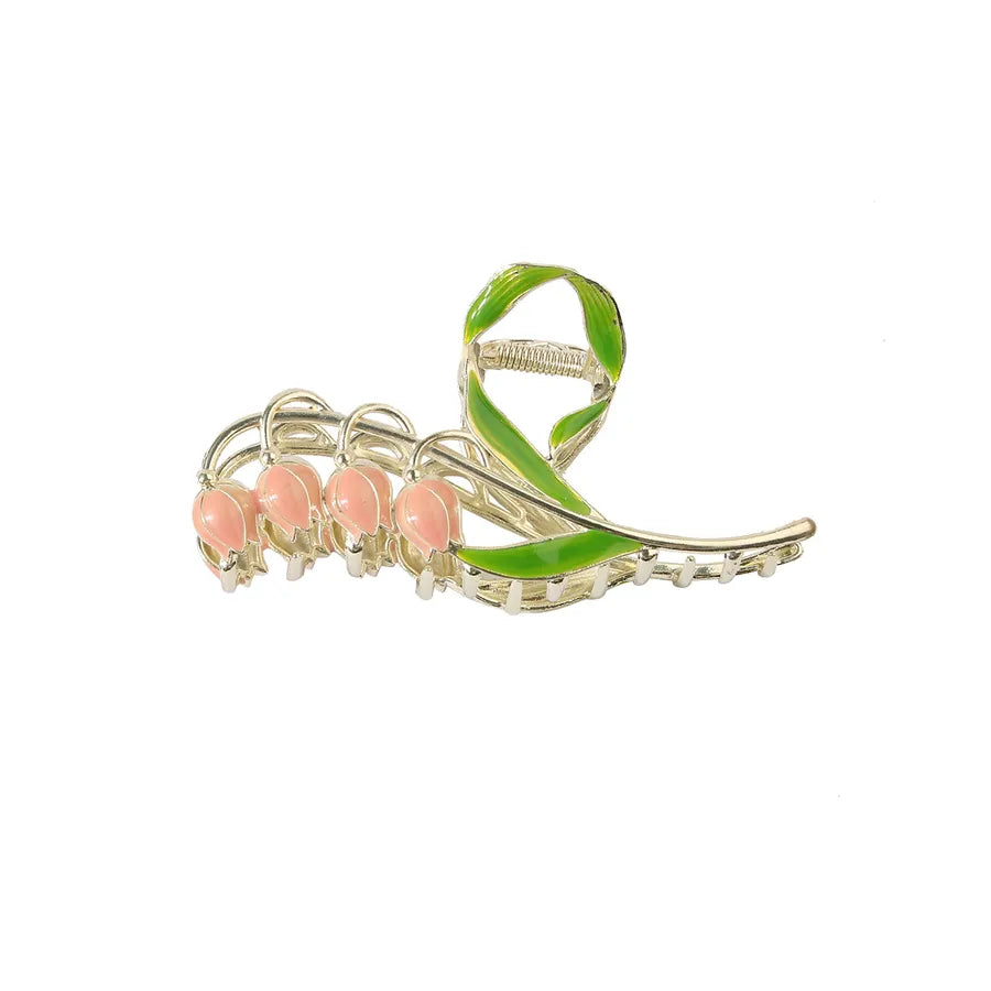 simple style New style sunflower tulip grain imitation pearl alloy inlay rhinestones hair claws