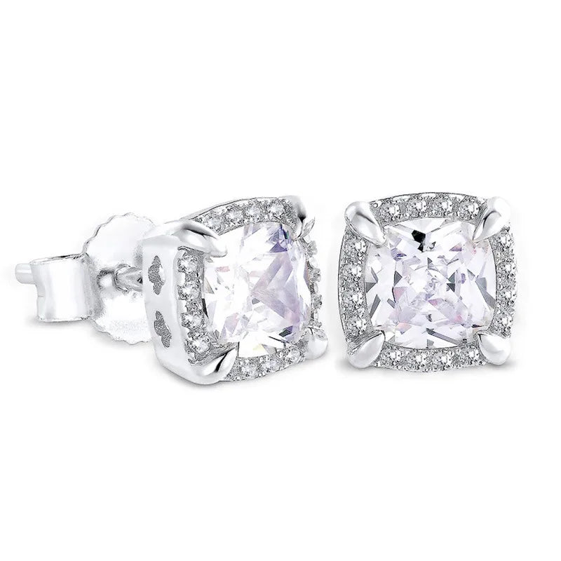 1 Pair Hip-Hop Square Plating Inlay Copper Zircon White Gold Plated Gold Plated Ear Studs
