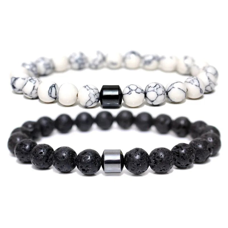 simple style color block natural stone beaded unisex bracelets