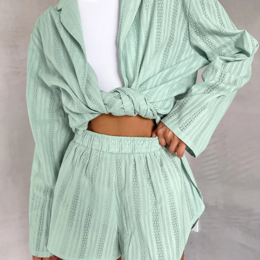 Home Sleeping Women's Simple Style Solid Color Cotton Shorts Sets Pajama Sets