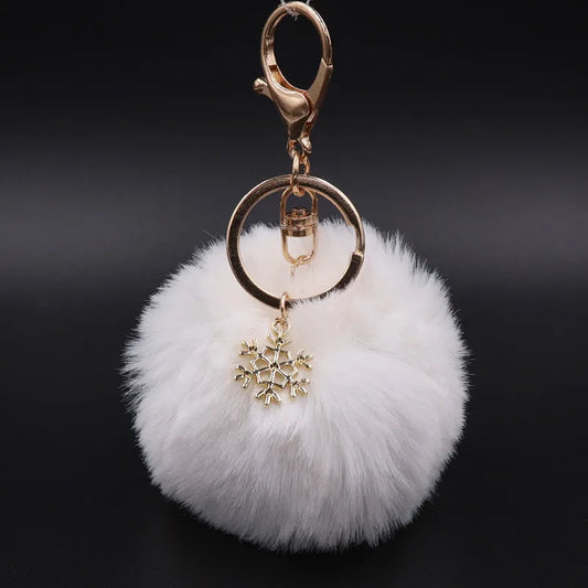 fashion snowflake alloy plush unisex bag pendant keychain 1 piece