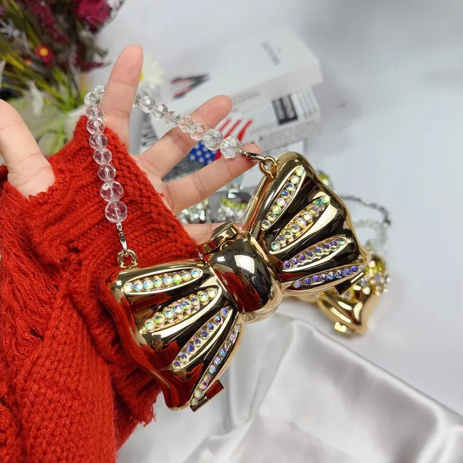 Women's Acrylic Bow Knot Elegant Streetwear Bow Type Lock clasp Shoulder Bag Handbag Box bag