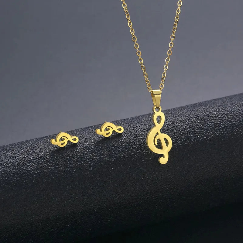 Wholesale Jewelry IG Style Casual Streetwear Moon Hand Of Fatima Butterfly 201 Stainless Steel cable chain Small Stud Earrings Necklace