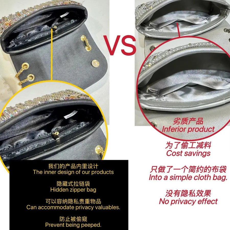 New Full Drill Handbag Diamond Embedded Underarm Evening Bag Women's Socialite Ball Gown Single Shoulder Crossbody Dinner Bag