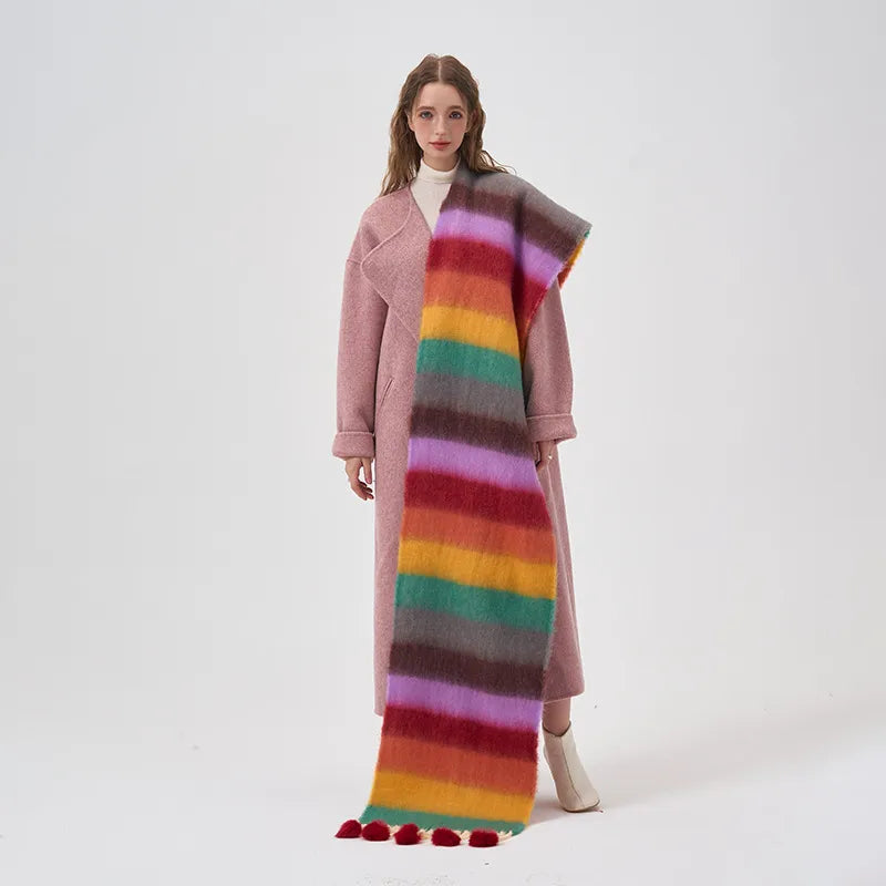 women's sweet color block acrylic scarf