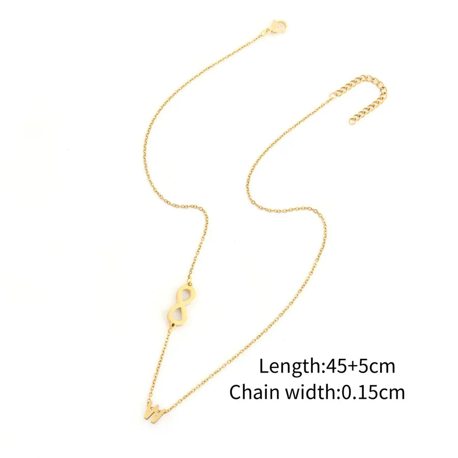 Wholesale Jewelry Elegant Simple Style Classic Style Letter Infinity 201 Stainless Steel 304 Stainless Steel cable chain Pendant Necklace