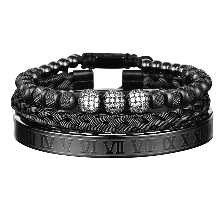 hot sale 3 Diamond Ball ten diamond bracelet set stainless steel mesh bracelet wholesale luxury men's accessories