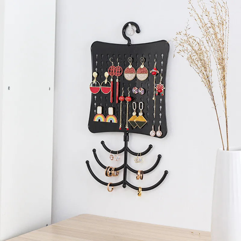 Creative Multi-Purpose Wall Mounted Jewelry Display Rack Key Holder Ring Holder Earring Holder Artistic Plastic Storage Organizer
