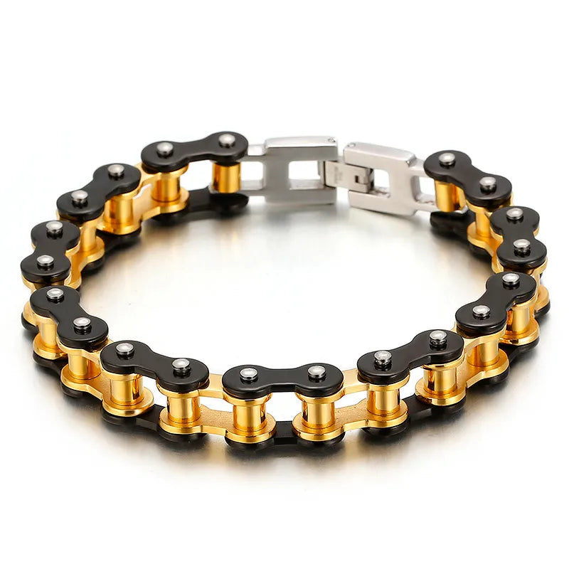 Hip-Hop Solid Color Stainless Steel 18K Gold Plated Men's Bracelets