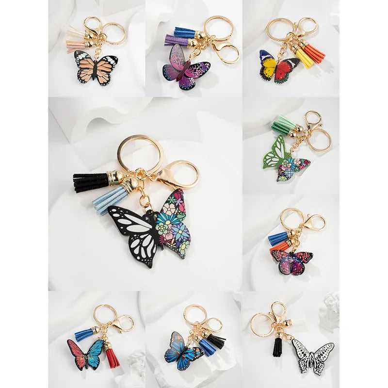 cute butterfly arylic epoxy women's bag pendant keychain
