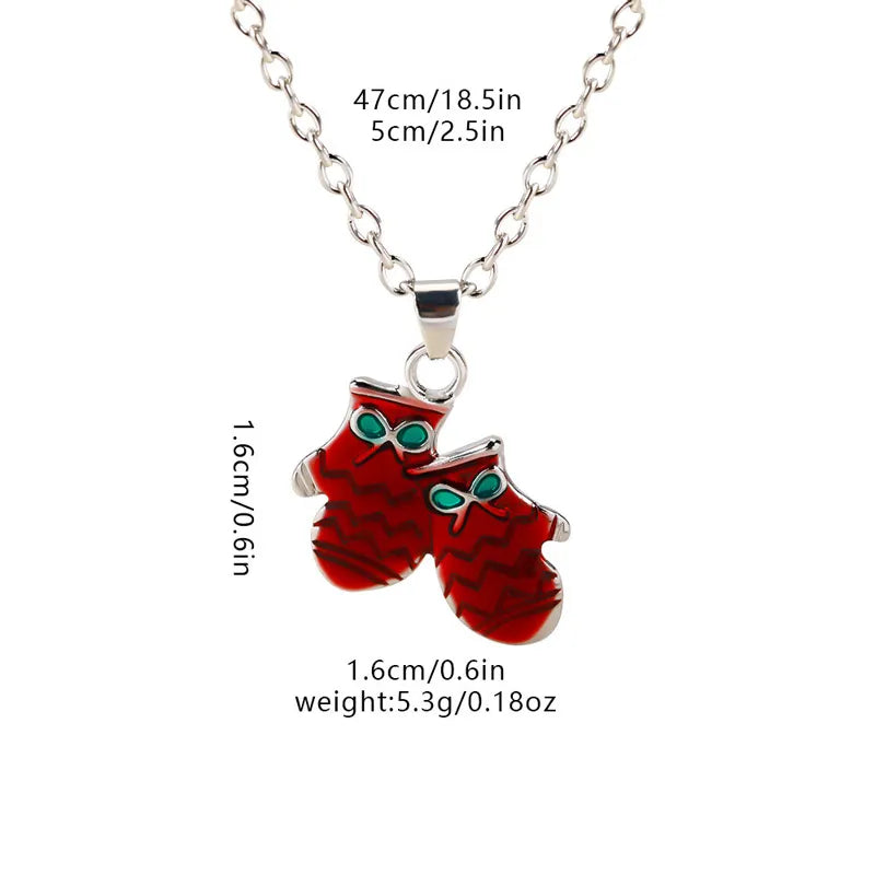 Christmas Elements Deer Santa Claus Alloy Pendant Necklace Christmas Socks Drop Oil Bell Pendant Best Friend Jewelry