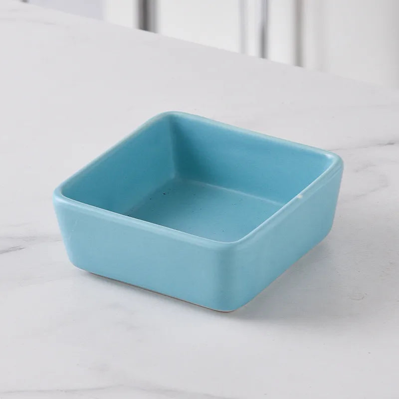 Nordic Ceramic Square Snack Bowl Platter Household Split Plate Snack Plate Hot Pot Sauce Plate Bamboo and Wooden Tray